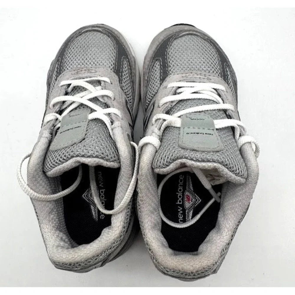 New Balance 990v5 Kids Sneakers Gray Suede Mesh Running Shoes US 8 EU 25